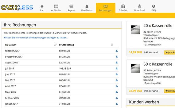 Cash4Less EC-Terminal Kundenportal