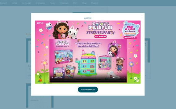 responsive LayerAd mit Video als Predownload "Gabby's Dollhouse"