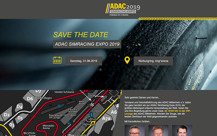 Eventwebsite ADAC Simracing Expo