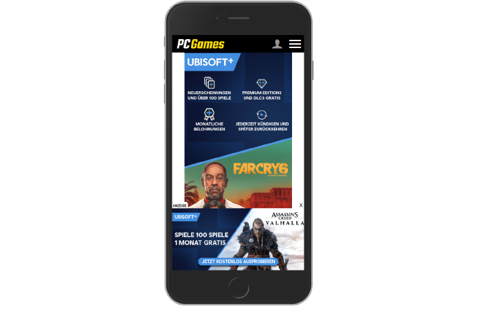 animierter mobile Brandbooster "ubisoft+"